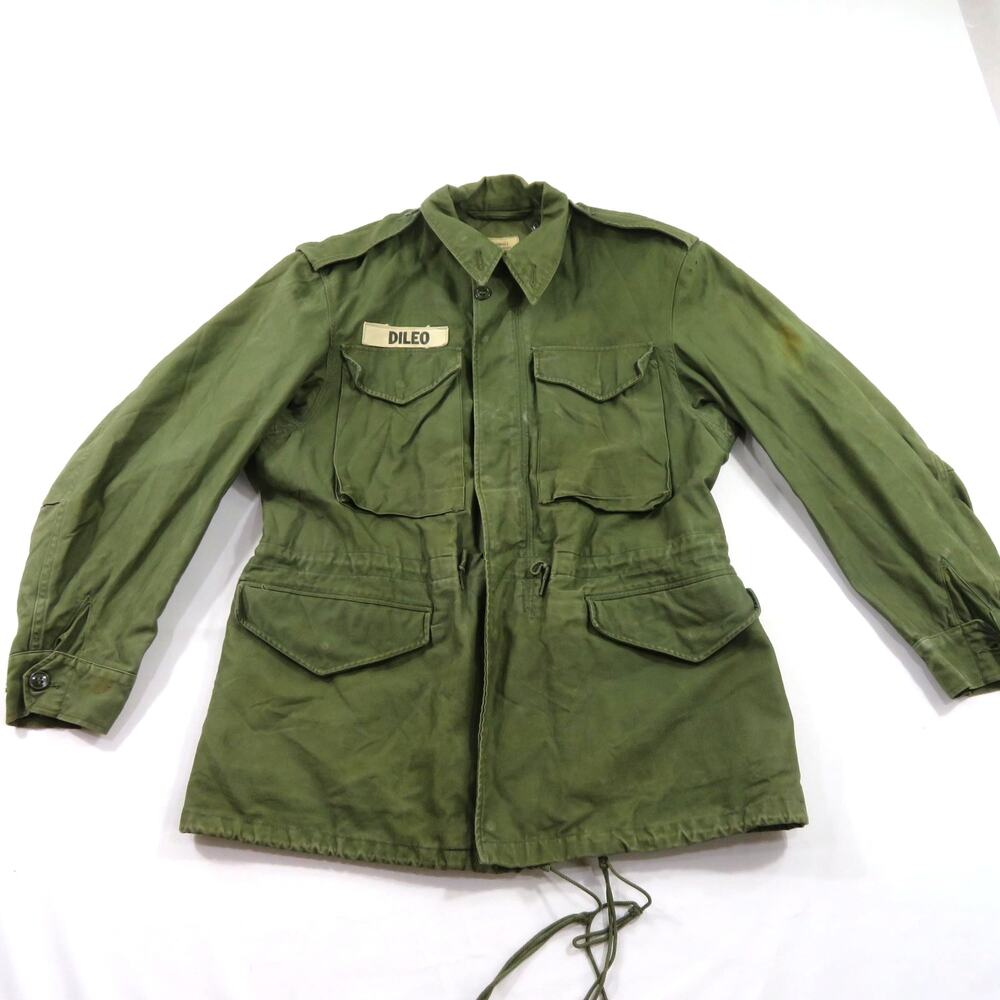 M1951 Military Man's Cotton Sateen Coat 1961 Green Sz Regular Small
